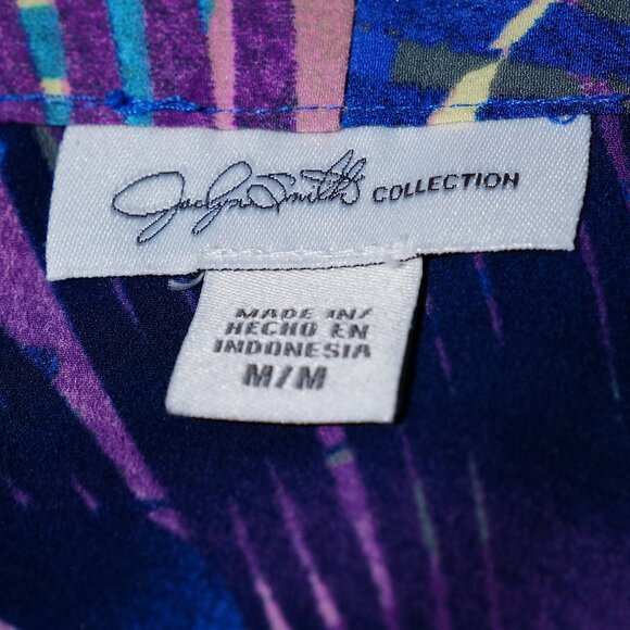 Jaclyn Smith Collection Tropical Leaf Sleeveless Zip Top - Picture 2 of 2